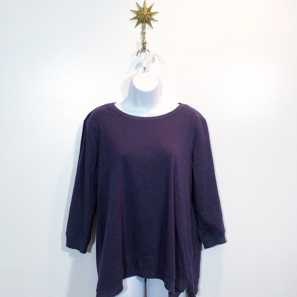 Sunday Plum colored split hem lightweight sweater